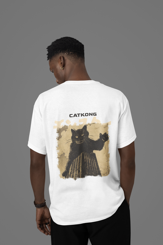 CatKong Printed White Unisex T-Shirt