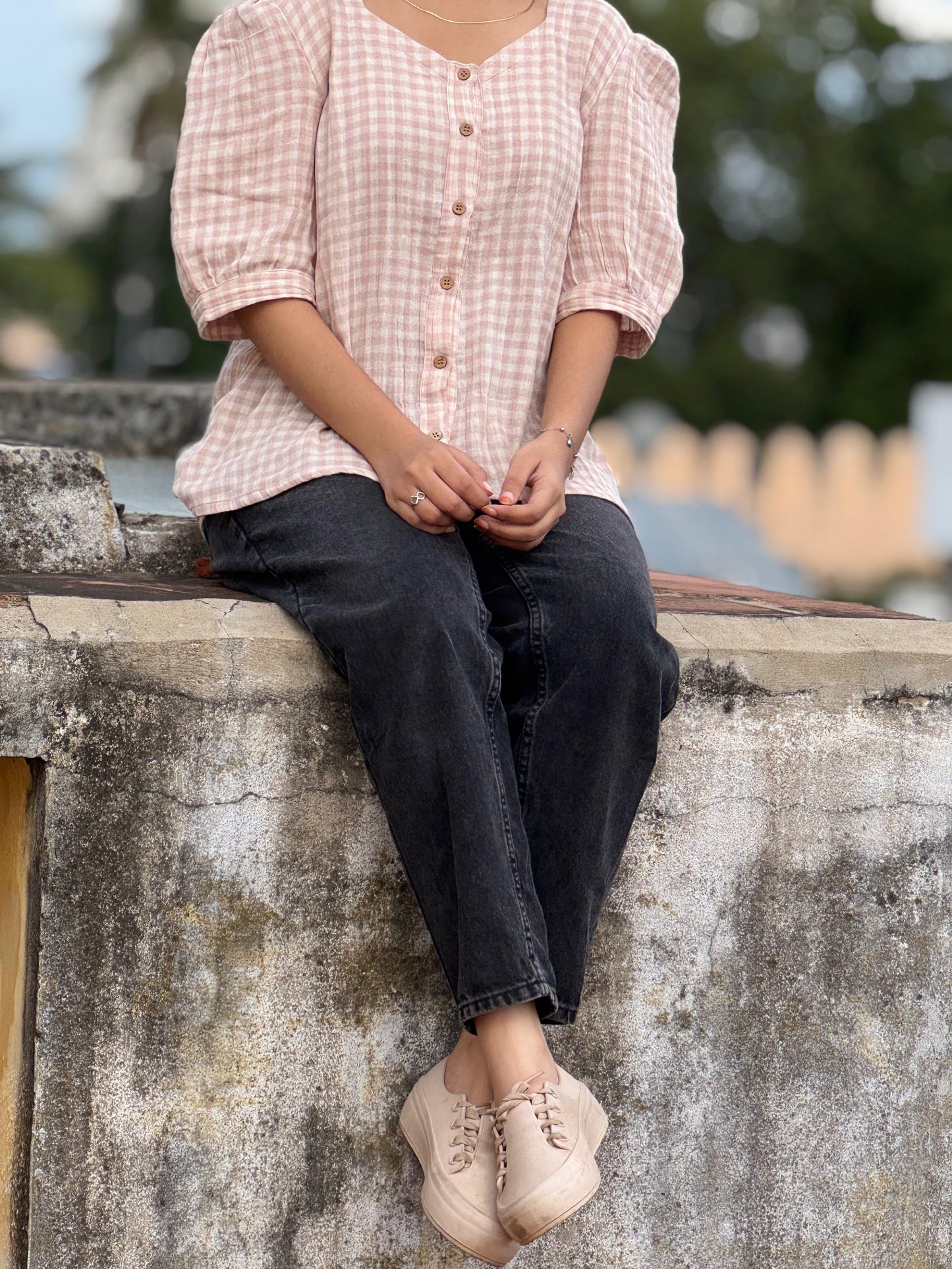 Crushed Checked Muslin Outfit