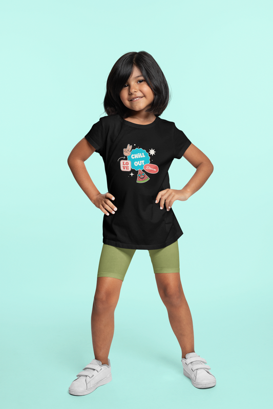 Chill Out Printed Black Kids T-shirts