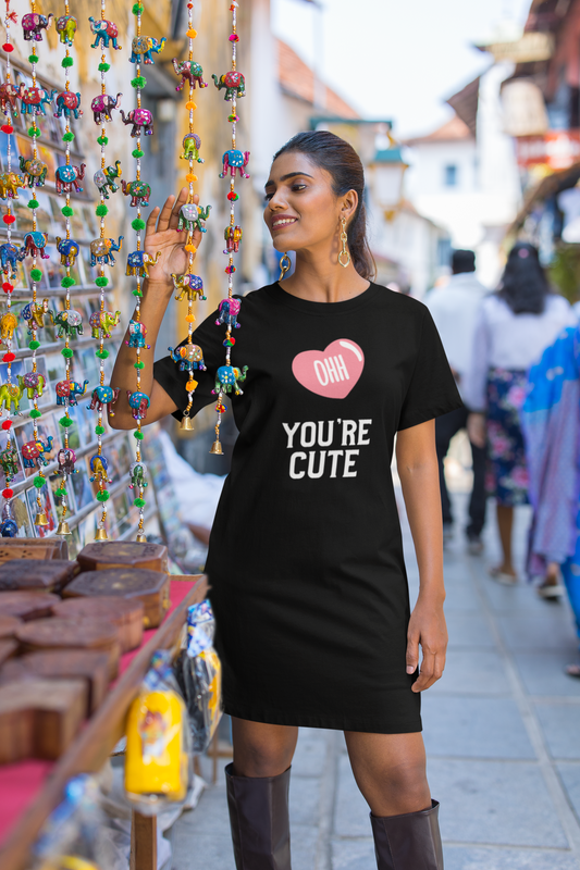 You're cute Printed black T-shirt Dress