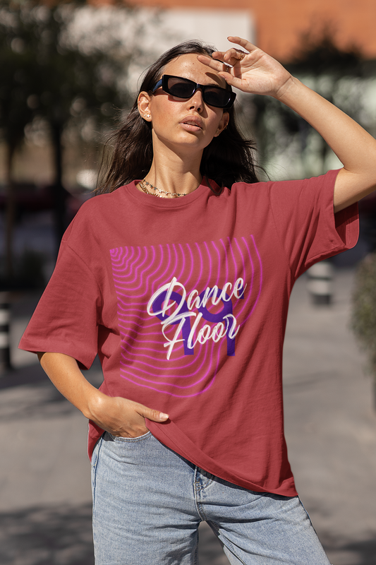 Dance Floor 99 Oversized Red Printed Tshirt Unisex