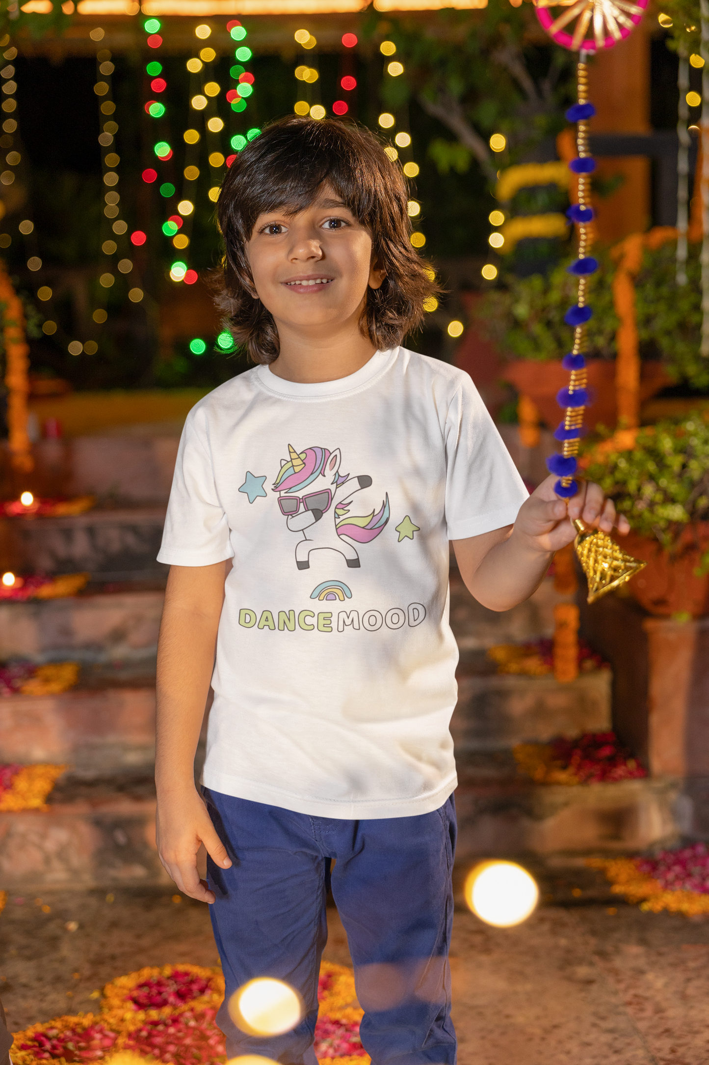 Unicorn Dance Mood Printed White Kids T-shirts