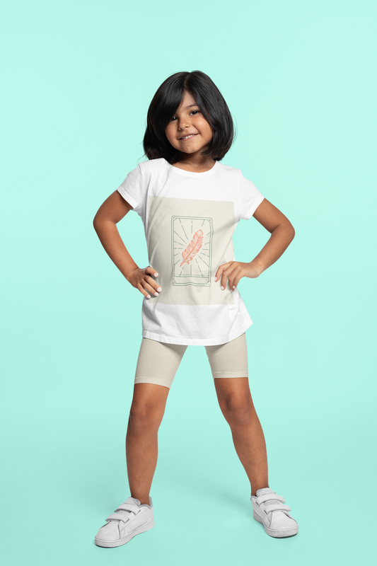Feather Design Printed White Kids T-shirts
