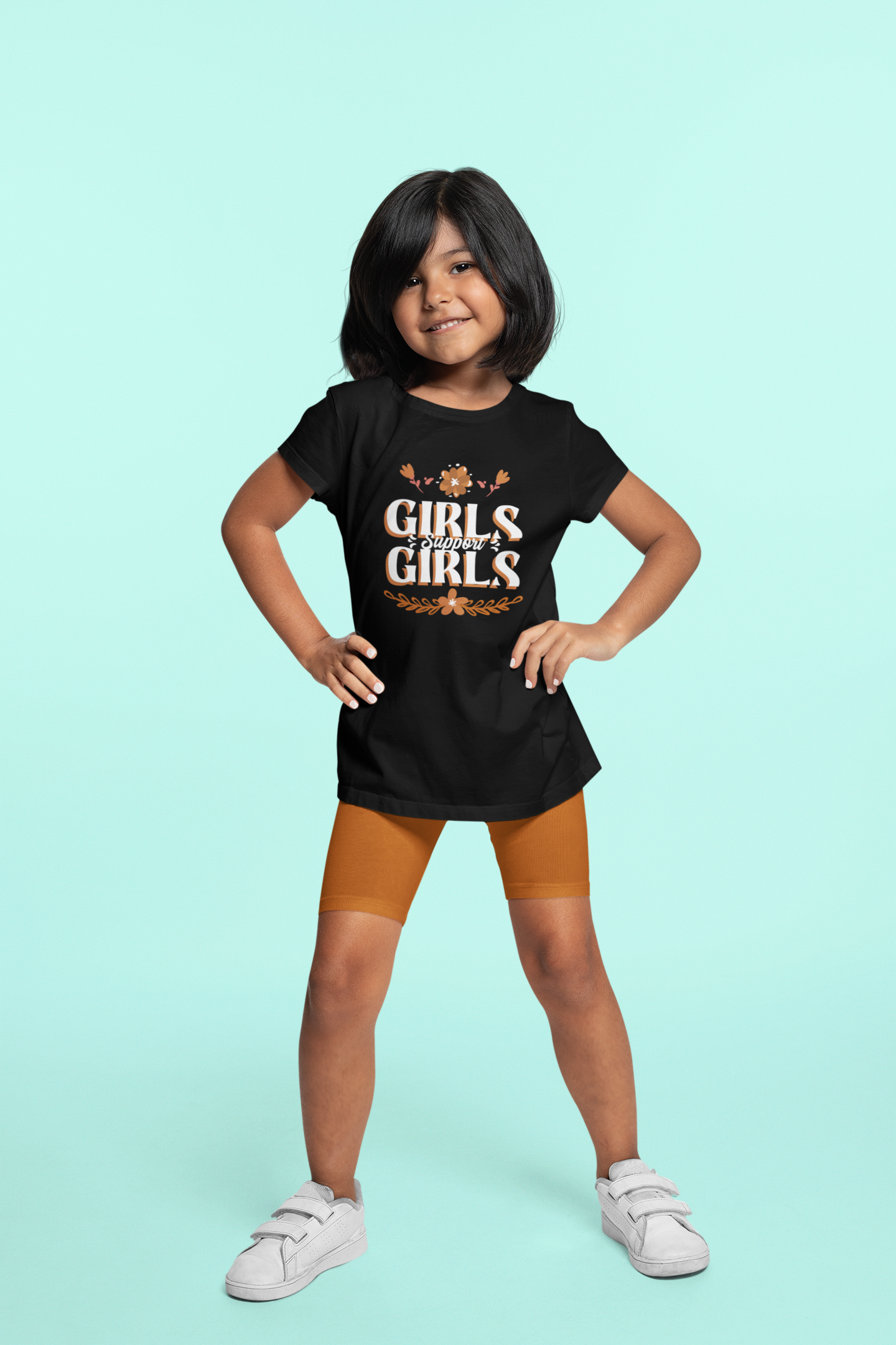 Girls Support Girls Printed Black Kids T-shirts