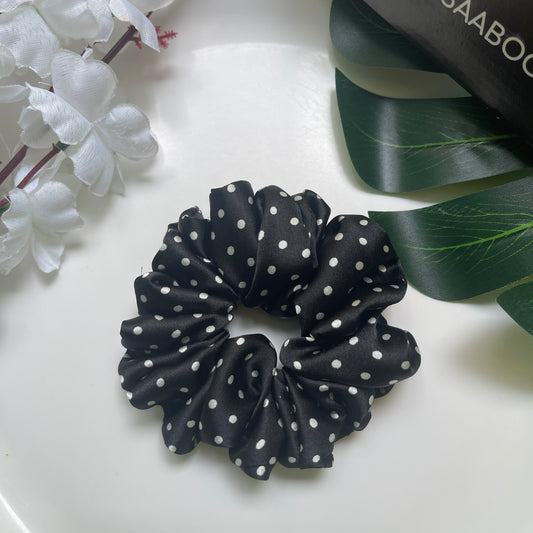 Black Polka Dots Printed Scrunchies