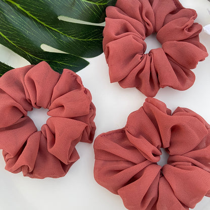Deep Rose Georgette Scrunchies