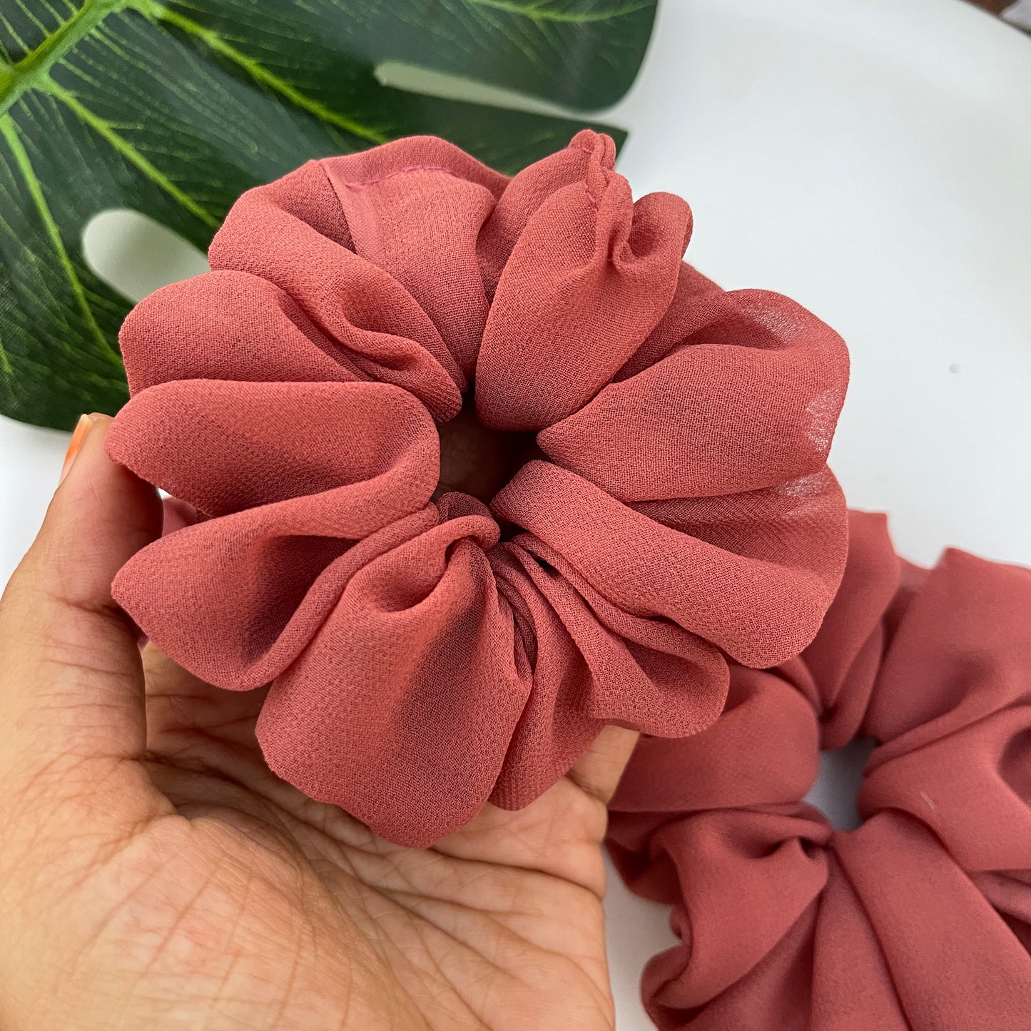 Deep Rose Georgette Scrunchies