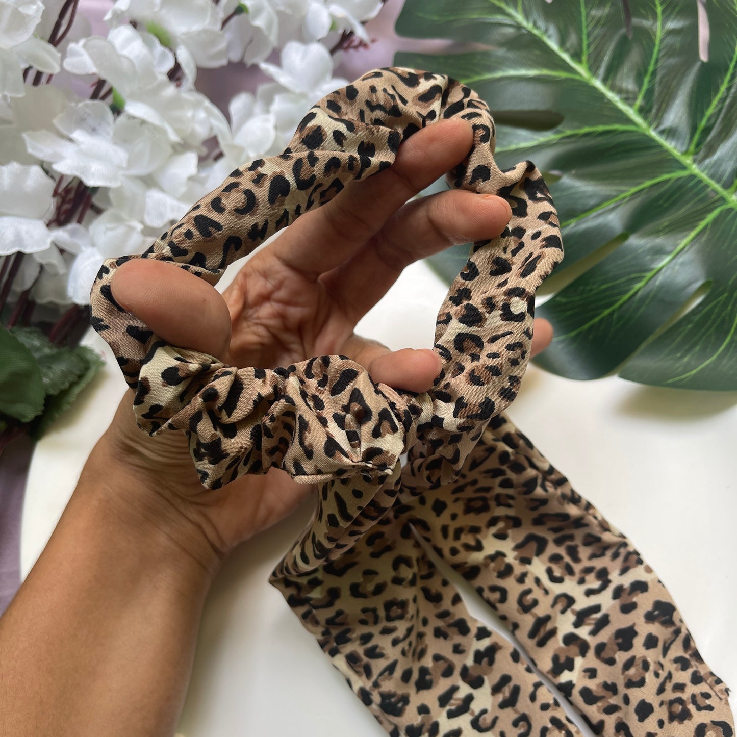 Leopard Printed scarf Scrunchies