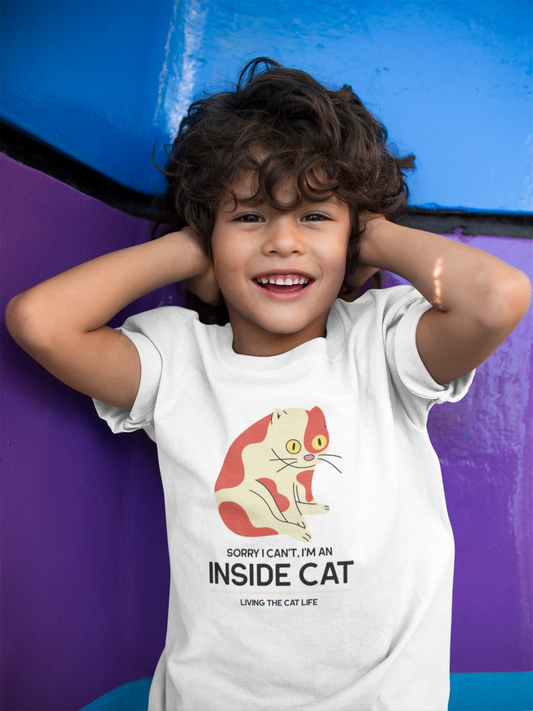 Sorry I Can't I'M An Inside Cat Printed White Kids T-shirts