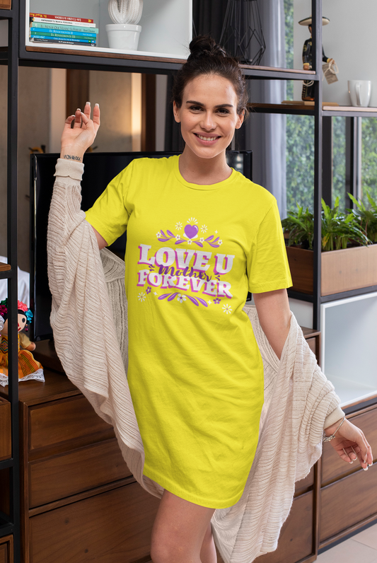 Love you mother forever Printed Yellow T-shirt Dress