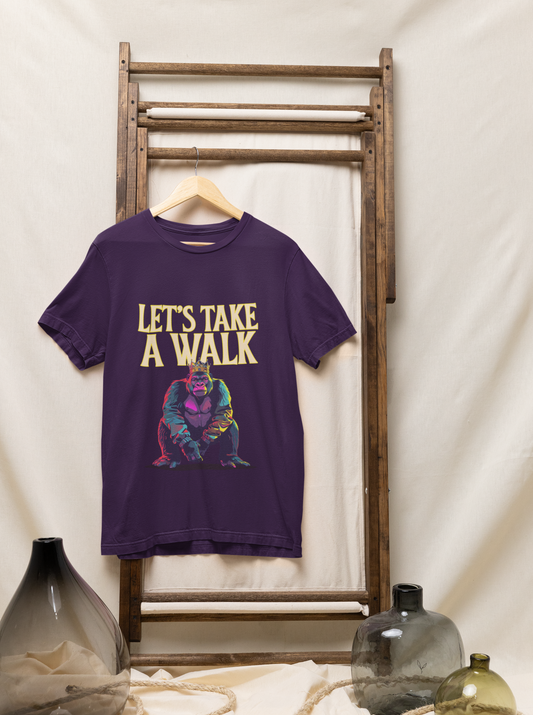 Let's Walk  Printed Purple Unisex T-Shirt