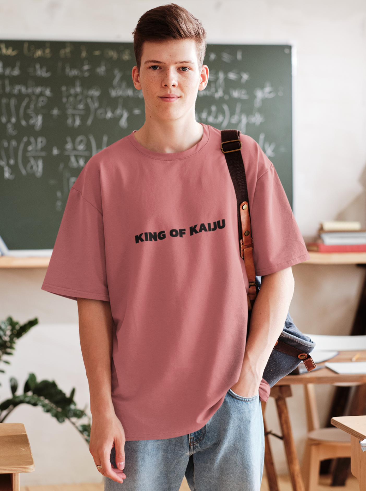 Kaiju Attack Oversized coral Front and Back Printed Tshirt Unisex