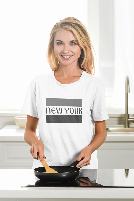 New York Printed White Unisex T-Shirt