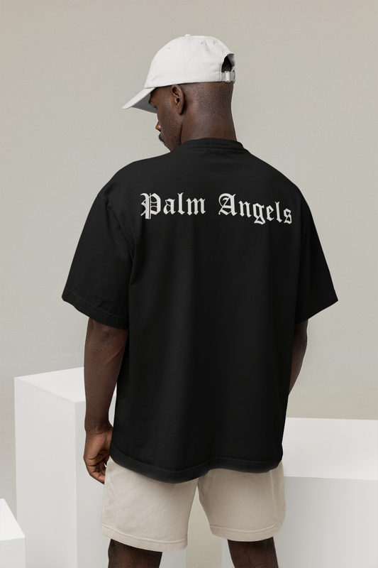 Palm Angels Oversized Black Printed Tshirt Unisex