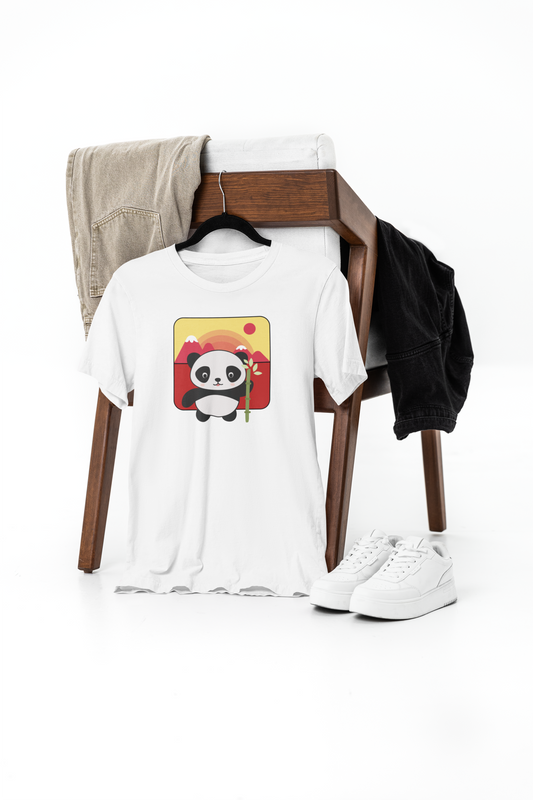 Panda Printed White Unisex T-Shirt