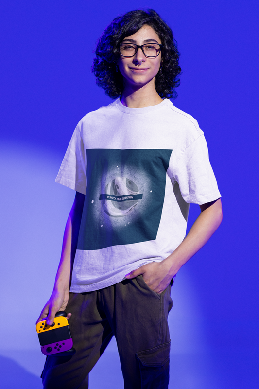 Pluto The Reborn Oversized White Printed Tshirt Unisex