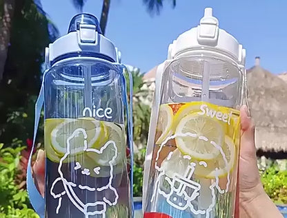 Large-Capacity Water Bottle Motivational Water Bottle 2000 ml
