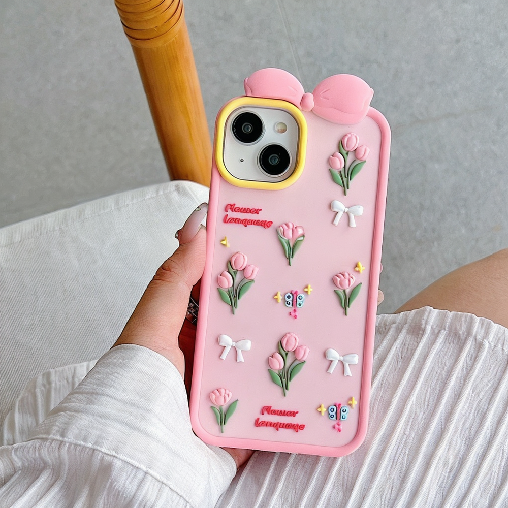 Bow Tulip Flower Silicone Soft Phone Case