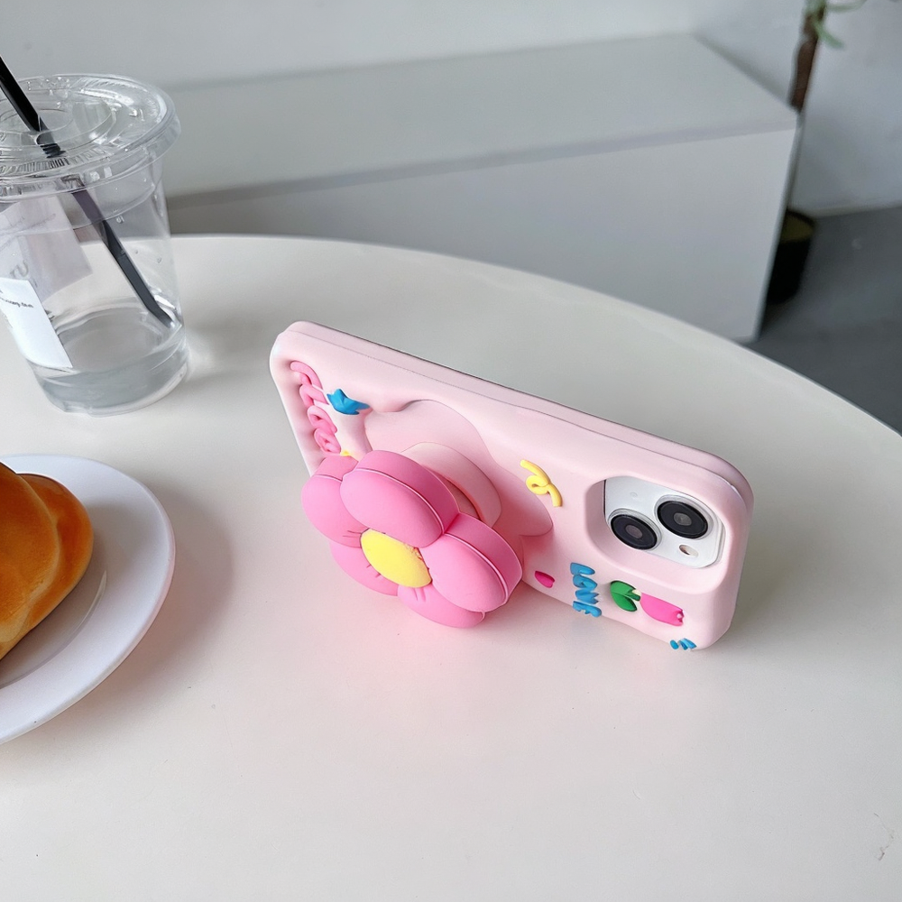 Spring Flower Stand Silicone Soft Phone Case