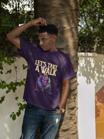 Let's Walk  Printed Purple Unisex T-Shirt