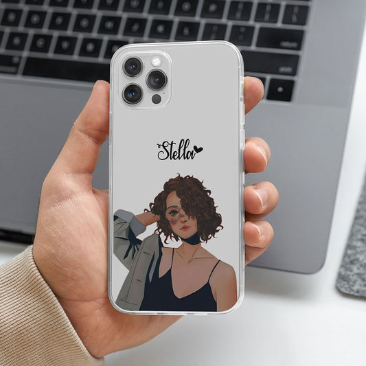 Curly Girl Name Printed Transparent Silicone case