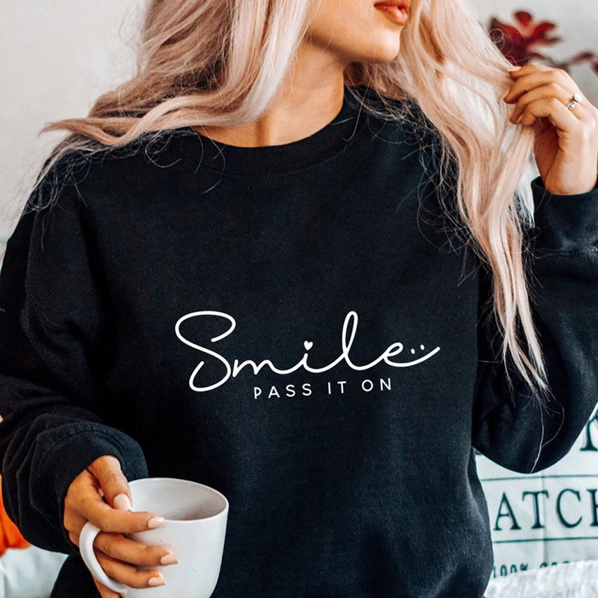 Smile Pass It On Printed Unisex Oversized Sweatshirt