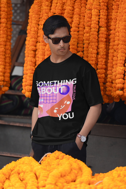 Something About You Oversized Black Printed Tshirt Unisex