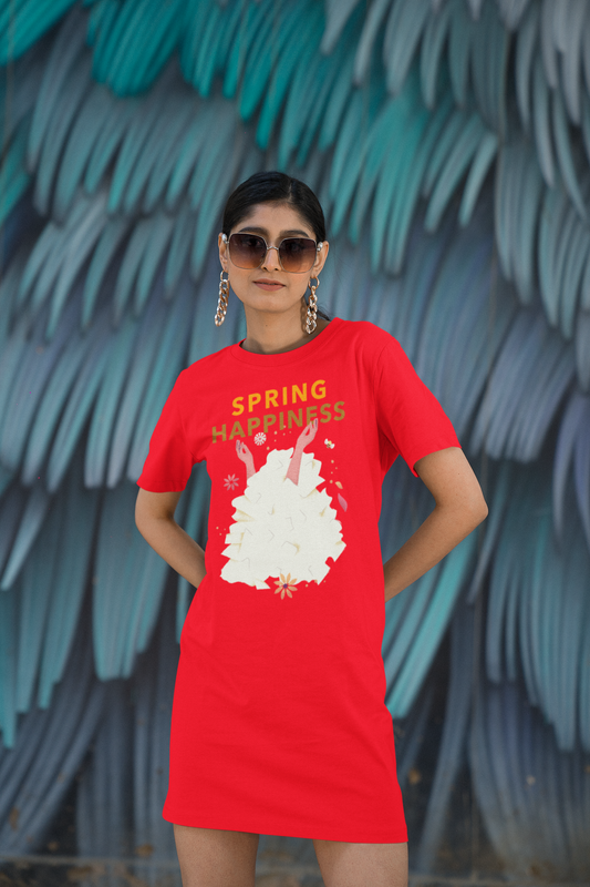 Spring happiness Printed red T-shirt Dress
