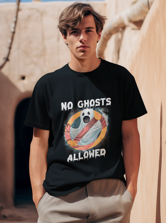 No Ghosts Allowed  Printed Black Unisex T-Shirt