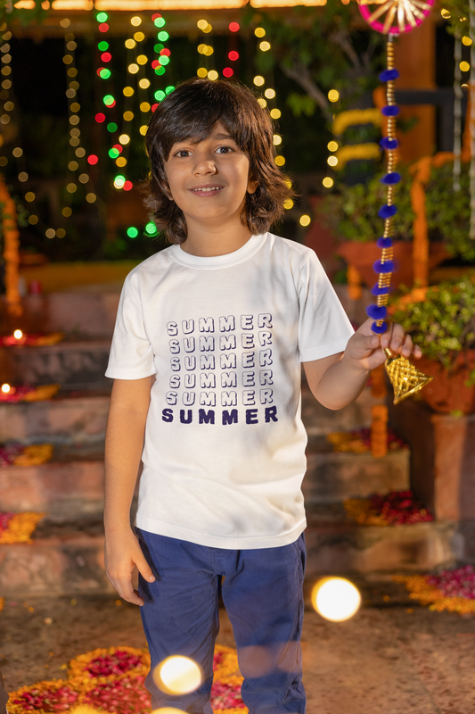 Summer Printed White Kids T-shirts