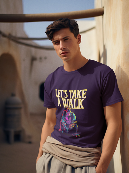 Let's Walk  Printed Purple Unisex T-Shirt