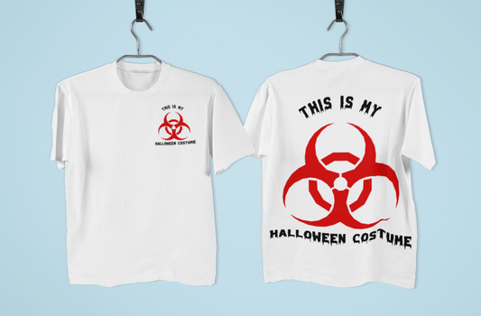 This is My Halloween Costume Oversized White Front and Back Printed Tshirt Unisex