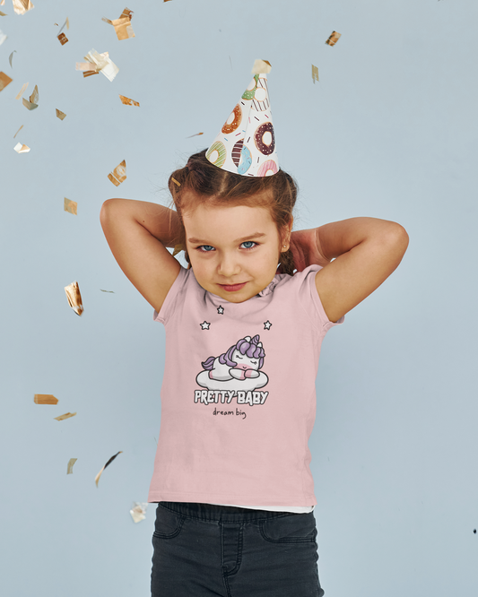 Unicorn Pretty Baby Dream Big Printed Light Pink  Kids T-shirts