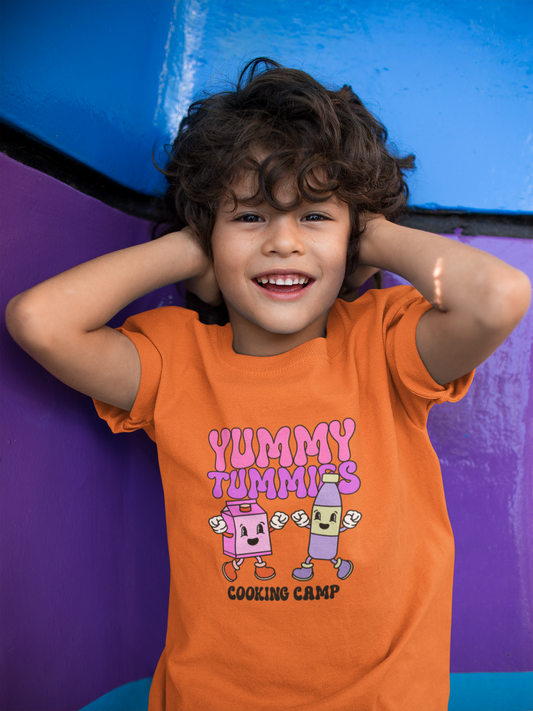 Yummy Tummies Printed Orange Kids T-shirts