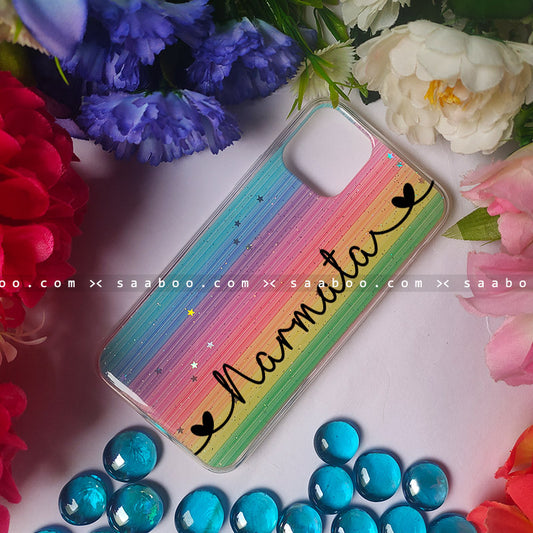 Rainbow Bling Pattern Name Silicone Case