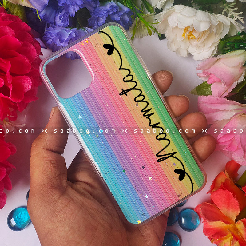 Rainbow Bling Pattern Name Silicone Case