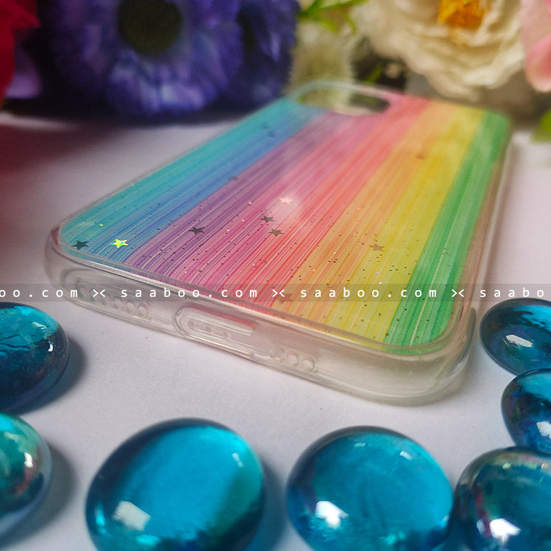 Rainbow Bling Pattern Name Silicone Case
