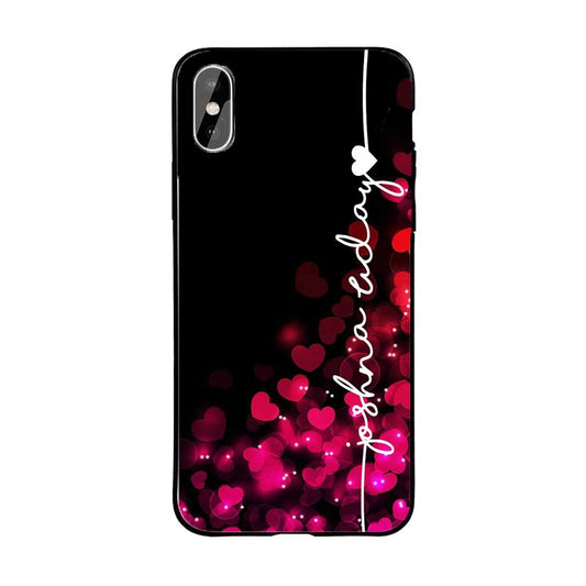 Black Red Hearts Name Protective Case
