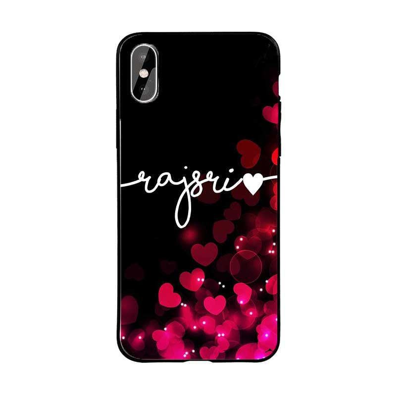 Red Hearts Wave Name Protective Case