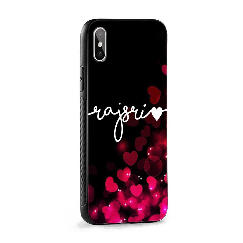Red Hearts Wave Name Protective Case