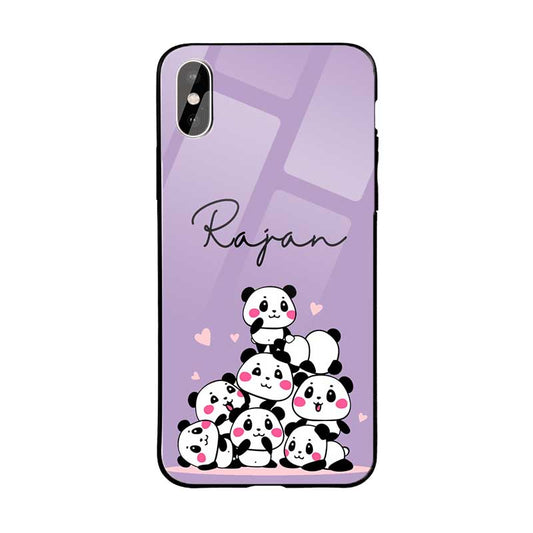 Glass Case With Lavender Pandas