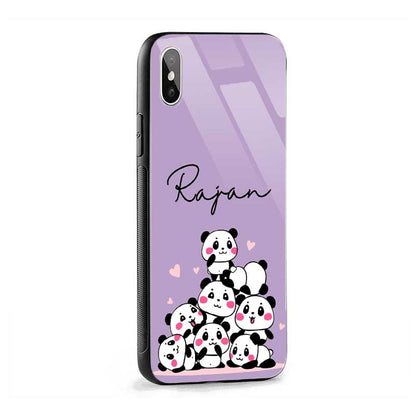 Glass Case With Lavender Pandas
