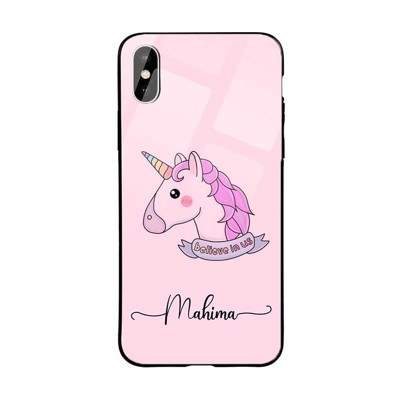 Glass Case With Pink Unicorn Name
