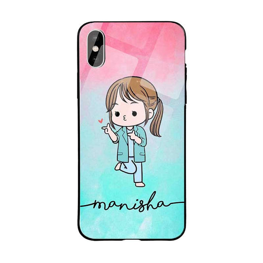 Glass Case With Green Red Cute Girl Name