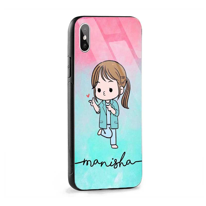 Glass Case With Green Red Cute Girl Name