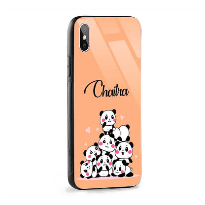 Glass Case With Orange Yellow Pandas Name