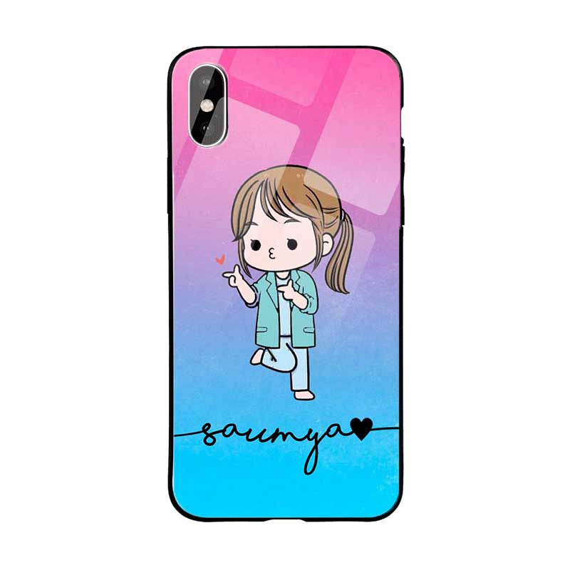Glass Case With Blue Pink Cute Girl Name