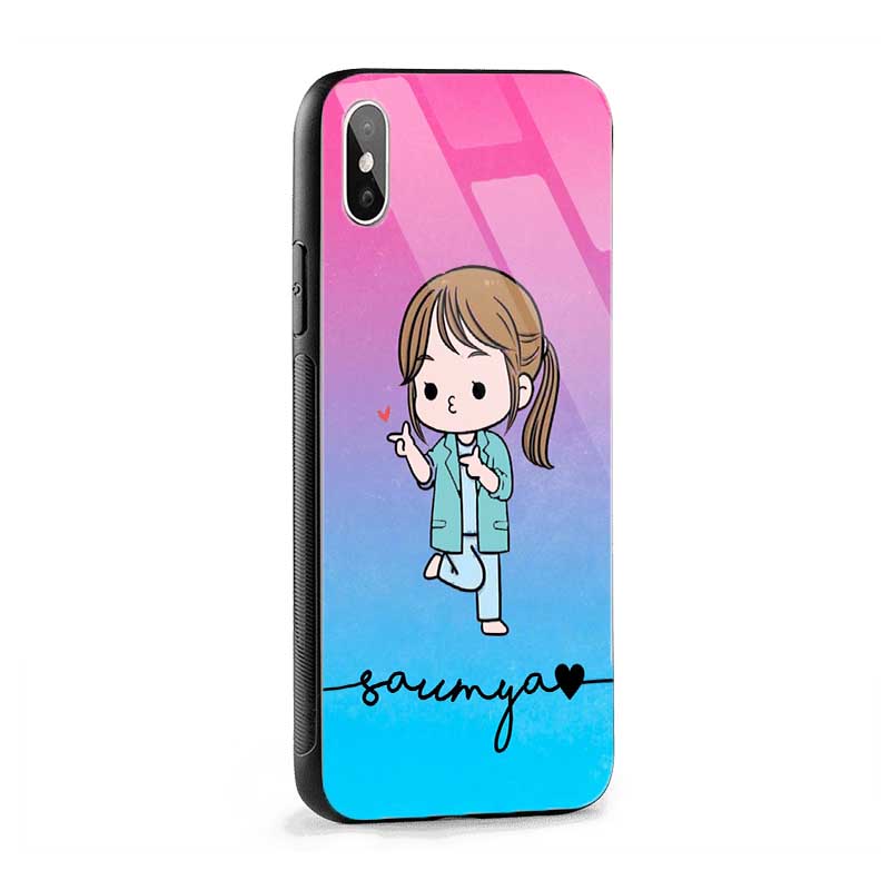 Glass Case With Blue Pink Cute Girl Name