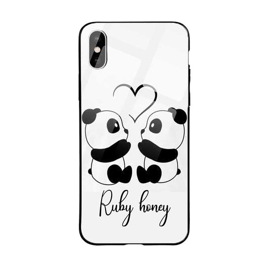 Glossy Protective Case With Lovely Pandas White Name