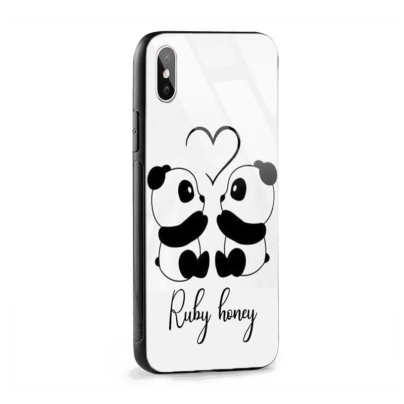 Glossy Protective Case With Lovely Pandas White Name